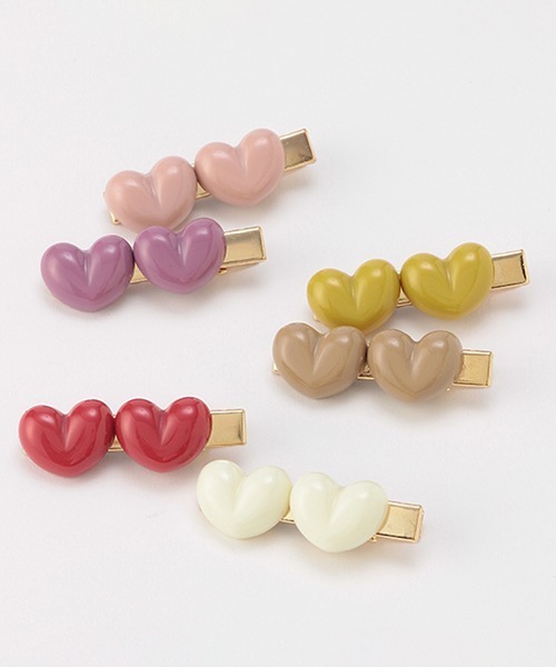 petit main（プティマイン）の「ハートヘアクリップ2P（バレッタ/ヘアクリップ・キッズ・レッド/マスタード/ライトピンク・FREE）」の8枚目の写真