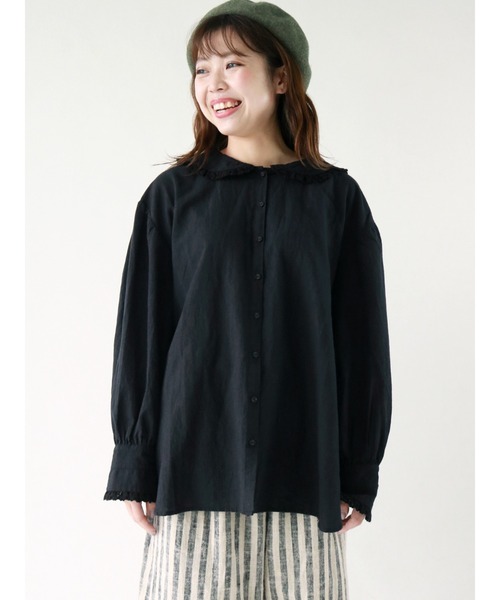 Samansa Mos2（サマンサ モスモス）の「レース衿ブラウス（シャツ/ブラウス・レディース・ブラック/オフホワイト・ﾌﾘ-）」の2枚目の写真