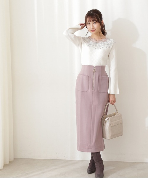 PROPORTION BODY DRESSING（プロポーションボディドレッシング）の「ダンボールニットタイトスカート / 1211220508（スカート・レディース・ピンク/ブラウン・MEDIUM/SMALL）」の2枚目の写真