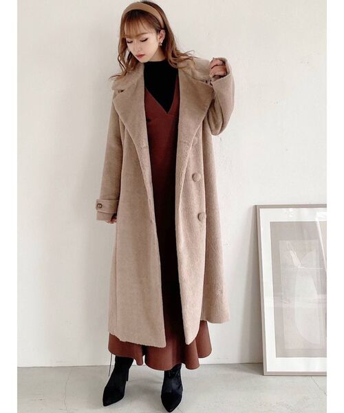 RESEXXY（リゼクシー）の「モッサタッチロングコート（その他アウター・レディース・ブラック/オレンジ/グリーン/ベージュ・FREE）」の6枚目の写真