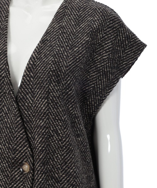 fifth（フィフス）の「【スタイリストプロデュース】ノーカラーロングジレ（ライダースジャケット・レディース・ブラウン/その他1・MEDIUM）」の12枚目の写真