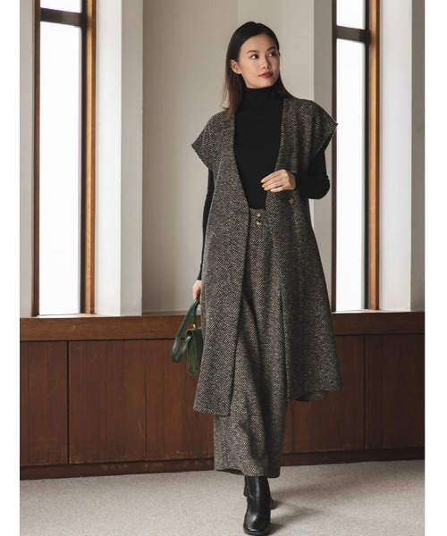 fifth（フィフス）の「【スタイリストプロデュース】ノーカラーロングジレ（ライダースジャケット・レディース・ブラウン/その他1・MEDIUM）」の3枚目の写真