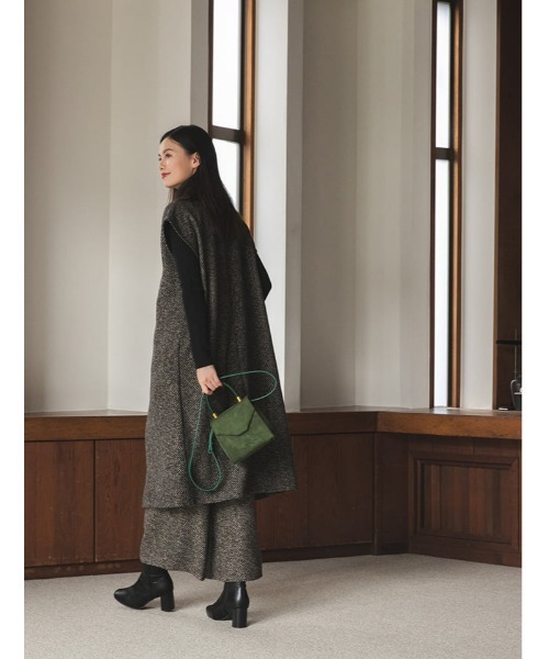 fifth（フィフス）の「【スタイリストプロデュース】ノーカラーロングジレ（ライダースジャケット・レディース・ブラウン/その他1・MEDIUM）」の4枚目の写真