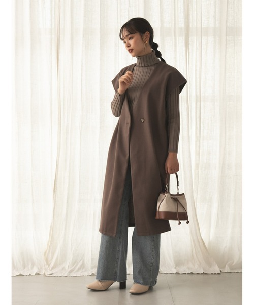 fifth（フィフス）の「【スタイリストプロデュース】ノーカラーロングジレ（ライダースジャケット・レディース・ブラウン/その他1・MEDIUM）」の20枚目の写真