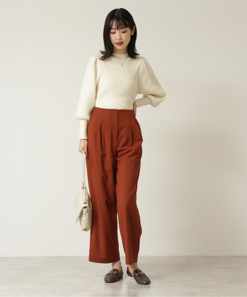 NATURAL BEAUTY BASIC(ナチュラルビューティーベーシック)の「ハイウエストツータックストレートワイドパンツ(その他パンツ・レディース・ベージュ/ブラウン・SMALL/X-SMALL/MEDIUM)」の8枚目の写真