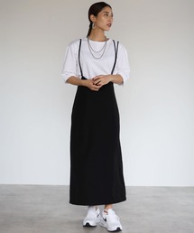 バッククロスサロペットスカート