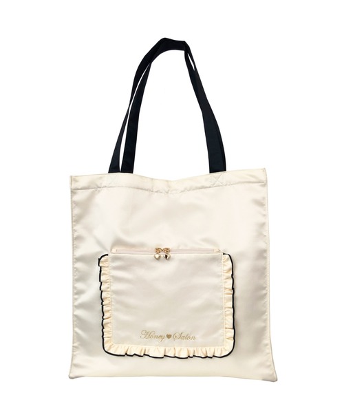 Honey Salon（ハニーサロン）の「ビッグリボンサテントートバッグ（トートバッグ・レディース・ラベンダー/ブラック/アイボリー・FREE）」の8枚目の写真
