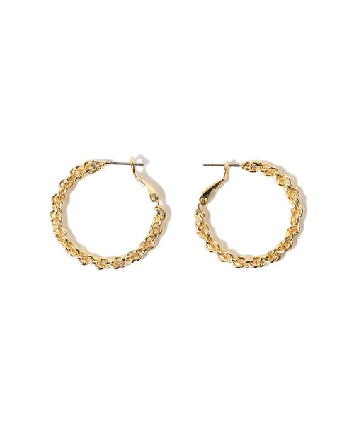 Ray BEAMS(レイビームス)の「Ray BEAMS / チェーン フープ ピアス(ピアス(両耳用)・レディース・シルバー/ゴールド・ONE SIZE)」の2枚目の写真