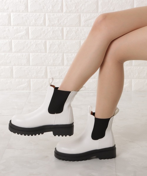 Lace Ladies（レースレディース）の「厚底 チェルシーブーツ ショート丈 レイン（ブーツ・レディース・ホワイト系1/ホワイト系2/ブラック系1/ブラック系2・23/24/25/22.5/24.5/23.5）」の10枚目の写真