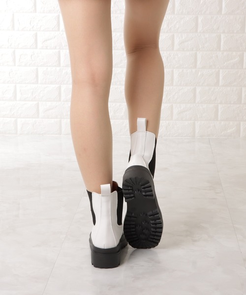 Lace Ladies（レースレディース）の「厚底 チェルシーブーツ ショート丈 レイン（ブーツ・レディース・ホワイト系1/ホワイト系2/ブラック系1/ブラック系2・23/24/25/22.5/24.5/23.5）」の8枚目の写真