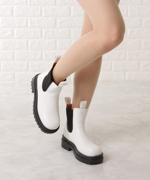 Lace Ladies（レースレディース）の「厚底 チェルシーブーツ ショート丈 レイン（ブーツ・レディース・ホワイト系1/ホワイト系2/ブラック系1/ブラック系2・23/24/25/22.5/24.5/23.5）」の7枚目の写真