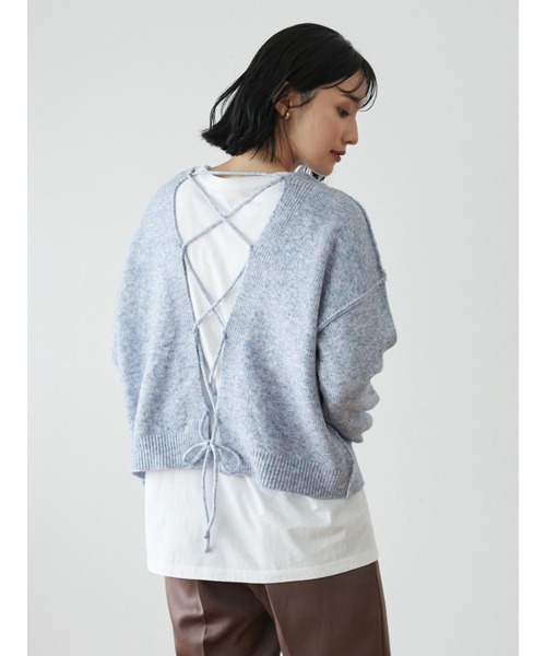 Petit fleur（プチフルール）の「・Petit Fleur ミックスニットプルオーバー＊（ニット/セーター・レディース・ブラック/ベージュ/ピンク/ブルー・FREE）」の16枚目の写真