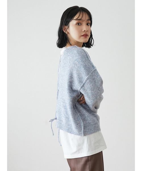 Petit fleur（プチフルール）の「・Petit Fleur ミックスニットプルオーバー＊（ニット/セーター・レディース・ブラック/ベージュ/ピンク/ブルー・FREE）」の9枚目の写真