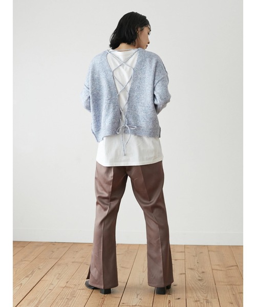 Petit fleur（プチフルール）の「・Petit Fleur ミックスニットプルオーバー＊（ニット/セーター・レディース・ブラック/ベージュ/ピンク/ブルー・FREE）」の7枚目の写真