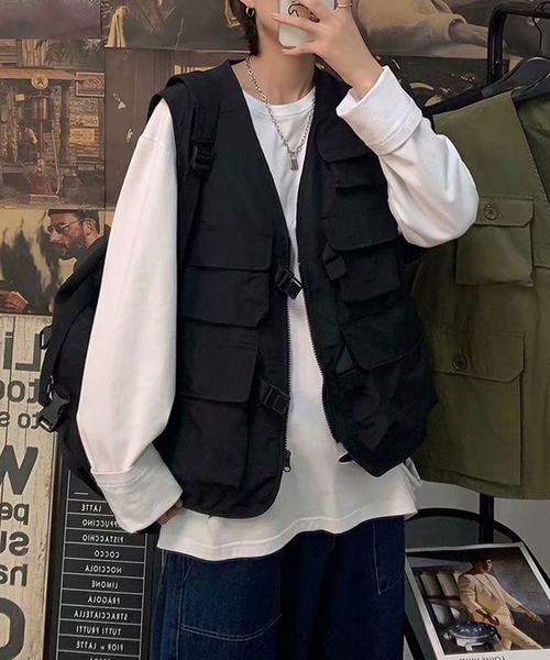 BENDER TOKYO（ベンダートウキョウ）の「【BENDER TOKYO】ミリタリーベスト（ベスト・メンズ・オリーブ/ブラック・M/L）」の2枚目の写真