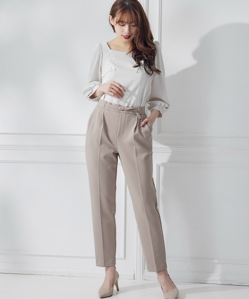 12Twelve Agenda（トゥエルブ　アジェンダ）の「ハイストレッチジョーゼットテーパードパンツ（その他パンツ・レディース・ベージュ/ネイビー・S/M）」の10枚目の写真
