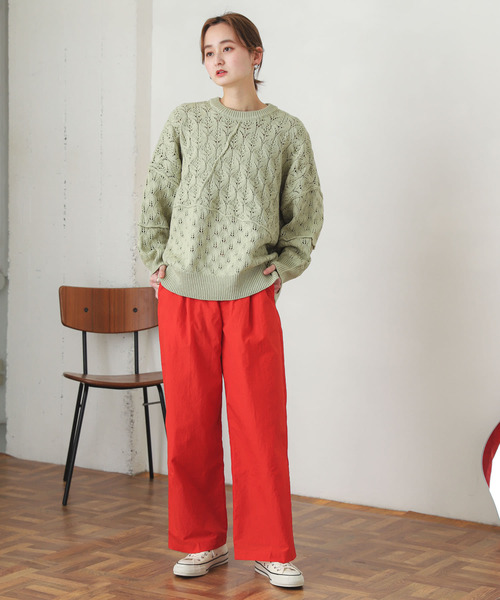 SENSE OF PLACE by URBAN RESEARCH（センスオブプレイスバイアーバンリサーチ）の「スカシアミクルーネックセーター（ニット/セーター・レディース・ブラック/アイボリー/ミント・ONE）」の3枚目の写真