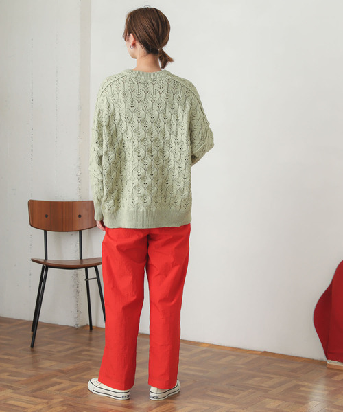 SENSE OF PLACE by URBAN RESEARCH（センスオブプレイスバイアーバンリサーチ）の「スカシアミクルーネックセーター（ニット/セーター・レディース・ブラック/アイボリー/ミント・ONE）」の5枚目の写真