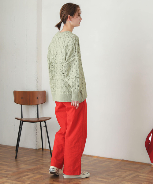 SENSE OF PLACE by URBAN RESEARCH（センスオブプレイスバイアーバンリサーチ）の「スカシアミクルーネックセーター（ニット/セーター・レディース・ブラック/アイボリー/ミント・ONE）」の6枚目の写真