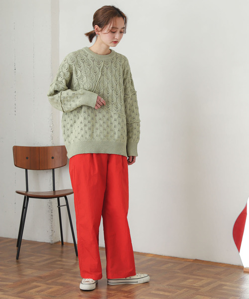 SENSE OF PLACE by URBAN RESEARCH（センスオブプレイスバイアーバンリサーチ）の「スカシアミクルーネックセーター（ニット/セーター・レディース・ブラック/アイボリー/ミント・ONE）」の7枚目の写真