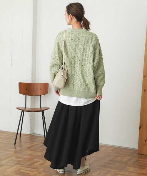 SENSE OF PLACE by URBAN RESEARCH（センスオブプレイスバイアーバンリサーチ）の「スカシアミクルーネックセーター（ニット/セーター・レディース・ブラック/アイボリー/ミント・ONE）」の16枚目の写真