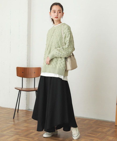 SENSE OF PLACE by URBAN RESEARCH（センスオブプレイスバイアーバンリサーチ）の「スカシアミクルーネックセーター（ニット/セーター・レディース・ブラック/アイボリー/ミント・ONE）」の19枚目の写真