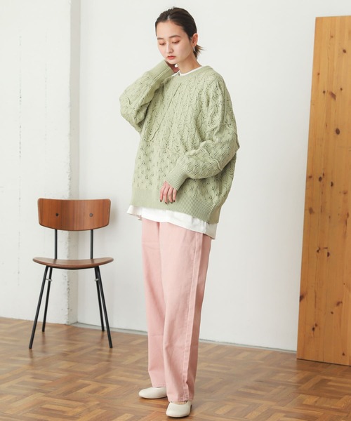 SENSE OF PLACE by URBAN RESEARCH（センスオブプレイスバイアーバンリサーチ）の「スカシアミクルーネックセーター（ニット/セーター・レディース・ブラック/アイボリー/ミント・ONE）」の20枚目の写真