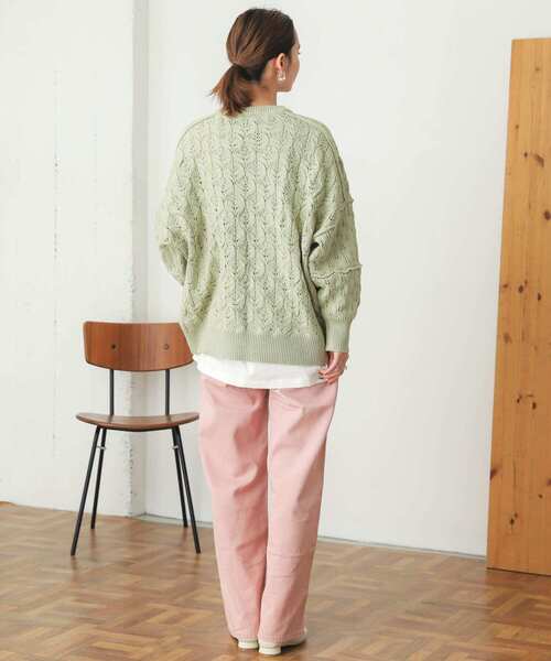 SENSE OF PLACE by URBAN RESEARCH（センスオブプレイスバイアーバンリサーチ）の「スカシアミクルーネックセーター（ニット/セーター・レディース・ブラック/アイボリー/ミント・ONE）」の21枚目の写真