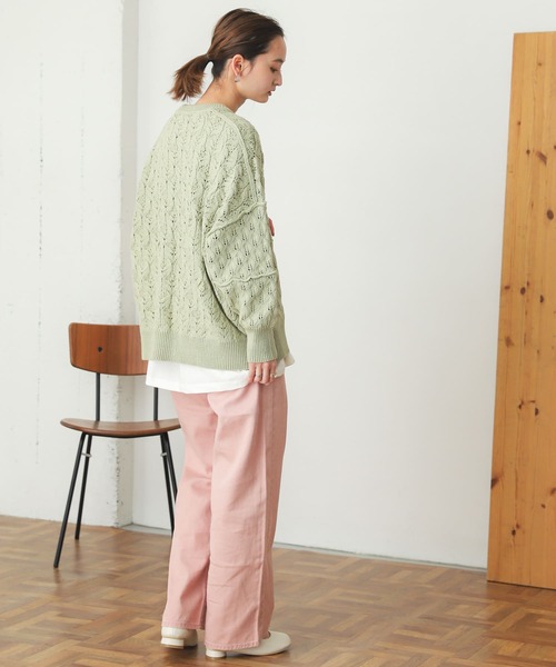 SENSE OF PLACE by URBAN RESEARCH（センスオブプレイスバイアーバンリサーチ）の「スカシアミクルーネックセーター（ニット/セーター・レディース・ブラック/アイボリー/ミント・ONE）」の22枚目の写真