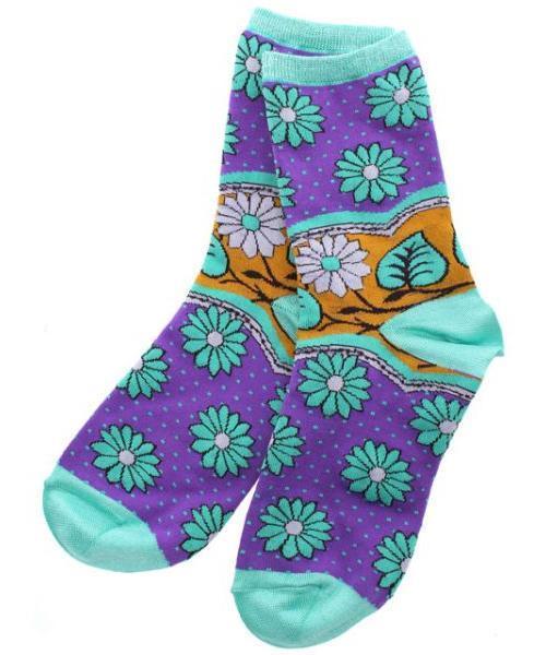 チャイハネ（チャイハネ）の「【チャイハネ】カンガミドルソックス23～25cm（ソックス/靴下・レディース・グリーン/ブルー/パープル・FREE）」の2枚目の写真