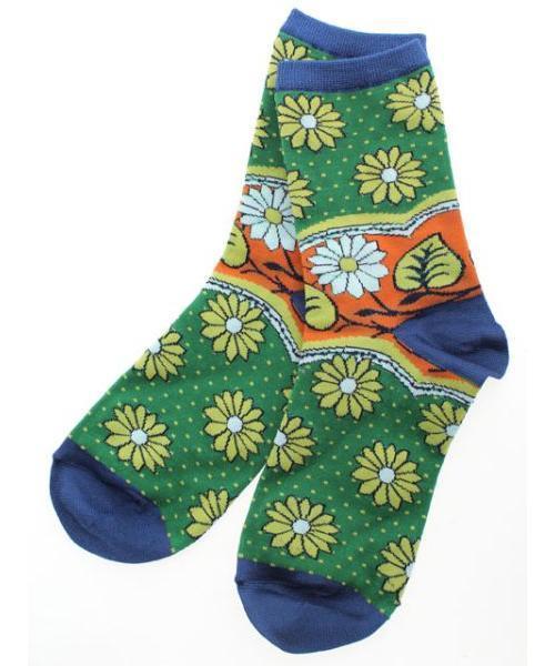 チャイハネ（チャイハネ）の「【チャイハネ】カンガミドルソックス23～25cm（ソックス/靴下・レディース・グリーン/ブルー/パープル・FREE）」の3枚目の写真