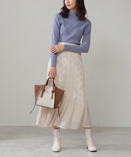 N.(N. Natural Beauty Basic)(エヌエヌナチュラルビューティーベーシック)の「◆レースペプラムロングスカート(スカート・レディース・グレー/オレンジ/ナチュラル・MEDIUM)」の2枚目の写真