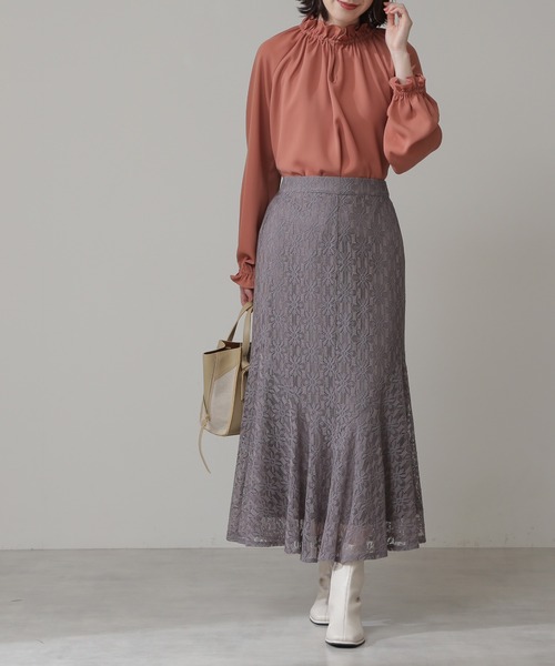 N.(N. Natural Beauty Basic)(エヌエヌナチュラルビューティーベーシック)の「◆レースペプラムロングスカート(スカート・レディース・グレー/オレンジ/ナチュラル・MEDIUM)」の1枚目の写真