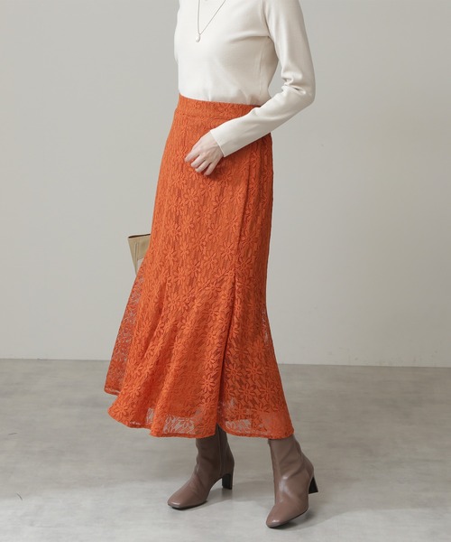 N.(N. Natural Beauty Basic)(エヌエヌナチュラルビューティーベーシック)の「◆レースペプラムロングスカート(スカート・レディース・グレー/オレンジ/ナチュラル・MEDIUM)」の3枚目の写真
