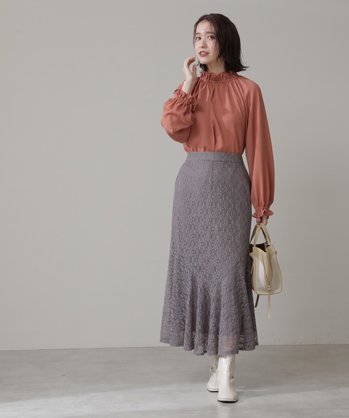 N.(N. Natural Beauty Basic)(エヌエヌナチュラルビューティーベーシック)の「◆レースペプラムロングスカート(スカート・レディース・グレー/オレンジ/ナチュラル・MEDIUM)」の5枚目の写真