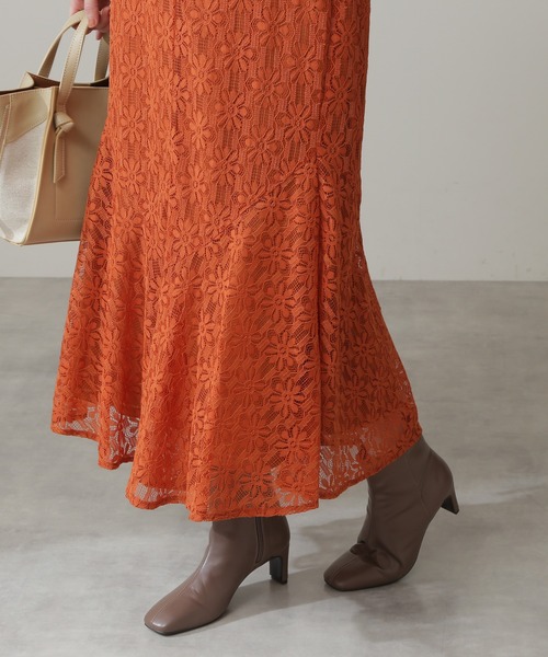 N.(N. Natural Beauty Basic)(エヌエヌナチュラルビューティーベーシック)の「◆レースペプラムロングスカート(スカート・レディース・グレー/オレンジ/ナチュラル・MEDIUM)」の6枚目の写真
