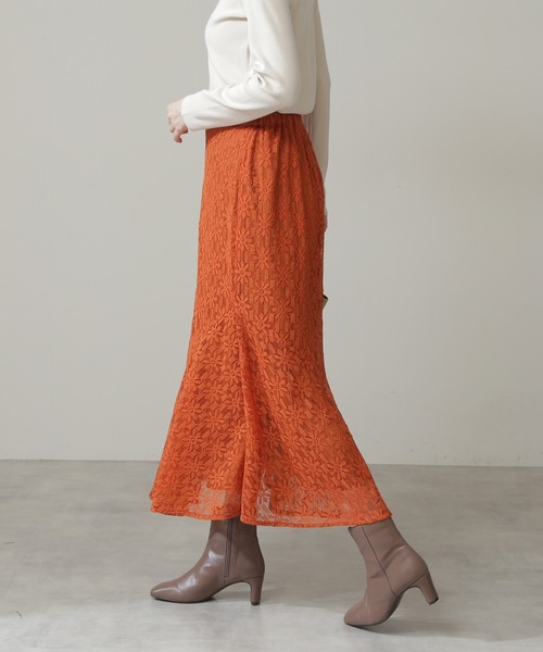 N.(N. Natural Beauty Basic)(エヌエヌナチュラルビューティーベーシック)の「◆レースペプラムロングスカート(スカート・レディース・グレー/オレンジ/ナチュラル・MEDIUM)」の8枚目の写真