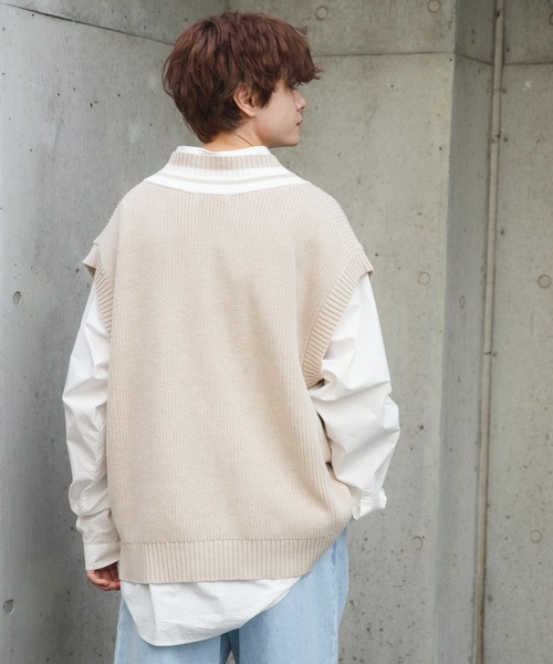 WEGO(ウィゴー)の「WEGO/チルデンニットベスト(ベスト・メンズ・ホワイト/ベージュ/ネイビー・MEDIUM/LARGE)」の21枚目の写真