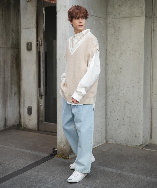 WEGO(ウィゴー)の「WEGO/チルデンニットベスト(ベスト・メンズ・ホワイト/ベージュ/ネイビー・MEDIUM/LARGE)」の17枚目の写真