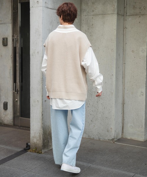 WEGO(ウィゴー)の「WEGO/チルデンニットベスト(ベスト・メンズ・ホワイト/ベージュ/ネイビー・MEDIUM/LARGE)」の18枚目の写真