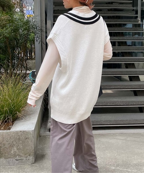 WEGO(ウィゴー)の「WEGO/チルデンニットベスト(ベスト・メンズ・ホワイト/ベージュ/ネイビー・MEDIUM/LARGE)」の15枚目の写真