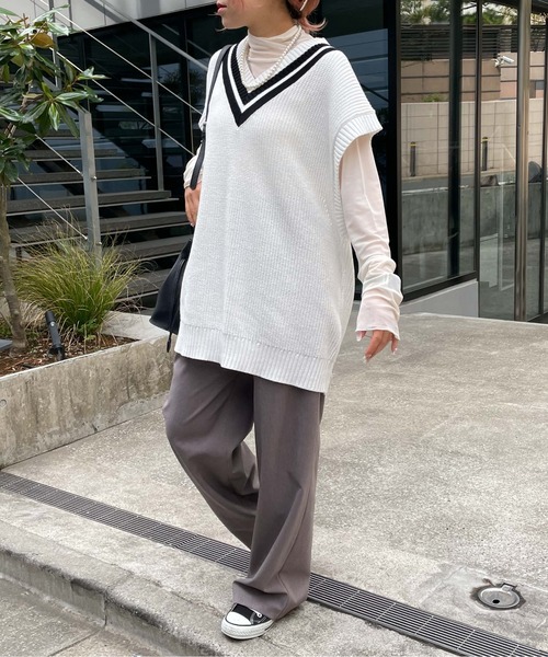 WEGO(ウィゴー)の「WEGO/チルデンニットベスト(ベスト・メンズ・ホワイト/ベージュ/ネイビー・MEDIUM/LARGE)」の12枚目の写真