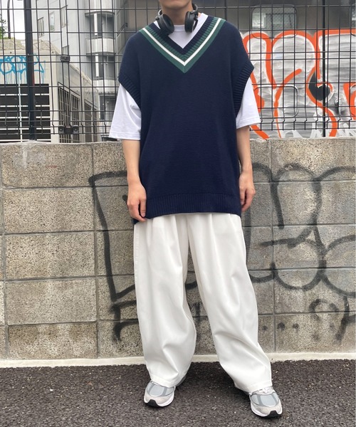 WEGO(ウィゴー)の「WEGO/チルデンニットベスト(ベスト・メンズ・ホワイト/ベージュ/ネイビー・MEDIUM/LARGE)」の9枚目の写真