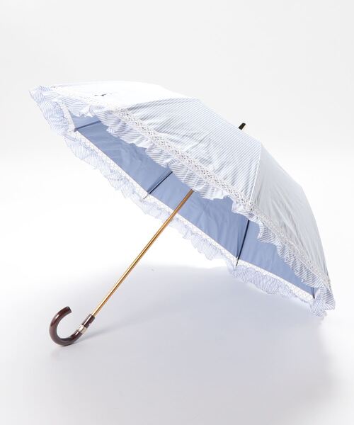 日傘 折り畳み ポロラルフローレン 晴雨　ストライプ　レース　フリル　遮熱　遮光 晴雨兼用日傘 折りたたみ傘 ストライプフリル／遮光 遮熱 UV