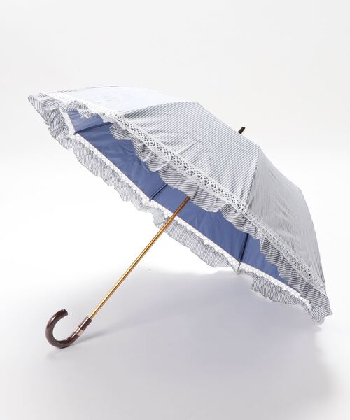 新品　ポロラルフローレン 楽折　晴雨兼用傘　ストライプフリル　折りたたみ　日傘 POLO RALPH LAUREN 傘 遮光 晴雨兼用日傘 ”ストライプフリル