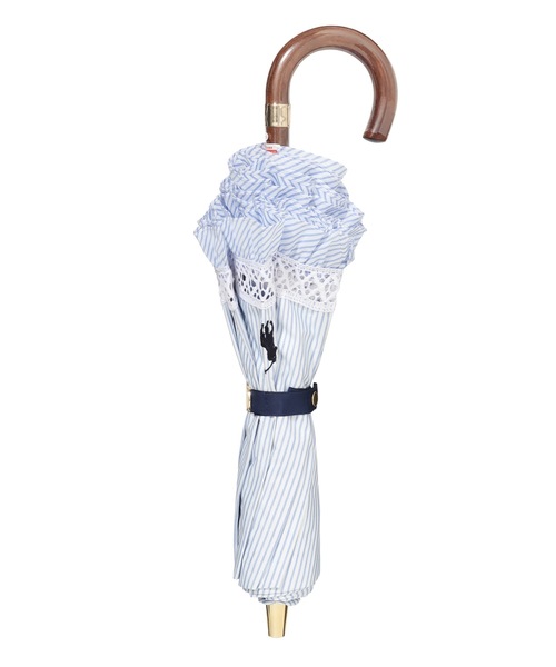 遮光 晴雨兼用折りたたみ日傘 ”ストライプフリル”（折りたたみ傘