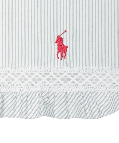 POLO RALPH LAUREN 晴雨兼用折りたたみ日傘　ストライプフリル POLO RALPH LAUREN 折りたたみ傘 遮光 晴雨兼用折りたたみ日傘