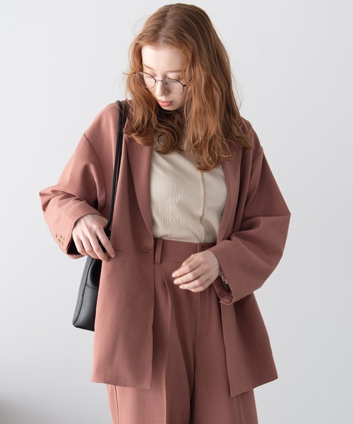 Crisp（クリスプ）の「オーバージャケット（テーラードジャケット・レディース・ピンク/ミント/アイボリー・FREE）」の3枚目の写真