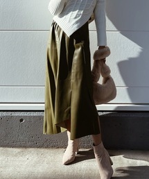 エルメス　ヴィンテージ　オールレザースカート　カーキグリーン　42 P0128B.jpg?202504151733