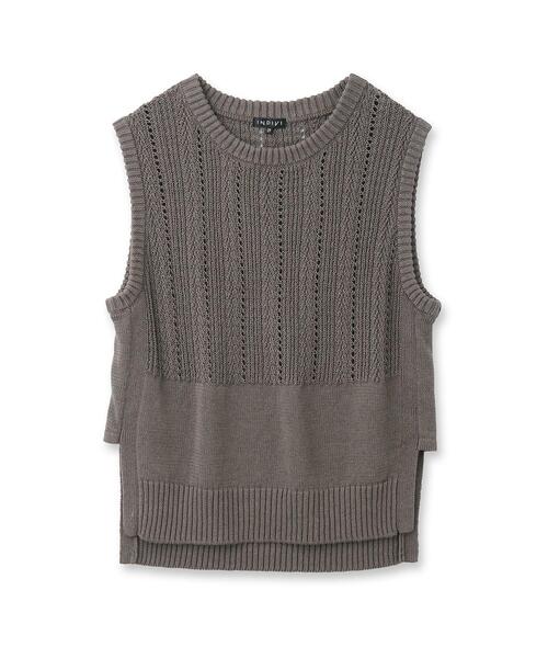INDIVI（インディヴィ）の「◆【洗える】コットンリネンニットベスト（ベスト・レディース・チャコールグレー/ナチュラル/ダークブラウン・38/34/05/15 /13/19）」の4枚目の写真